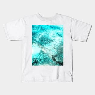 modern abstract aqua blue texture  teal turquoise Kids T-Shirt